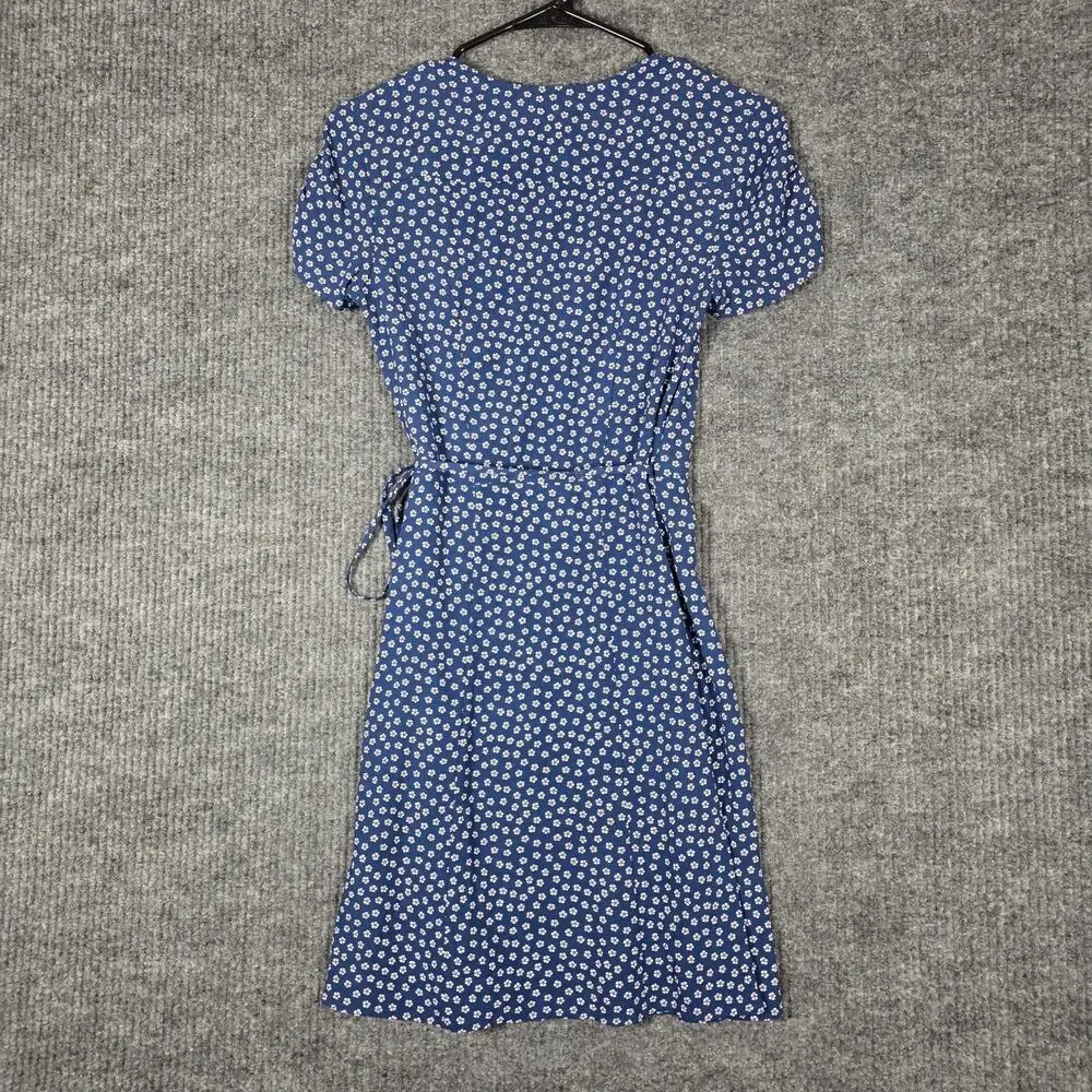 & Other Stories Blue Floral Wrap Dress Tie Waist‎ Mini Size 0
